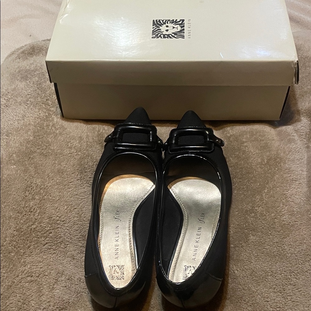 Anne Klein Black Heels with Sleek Buckle